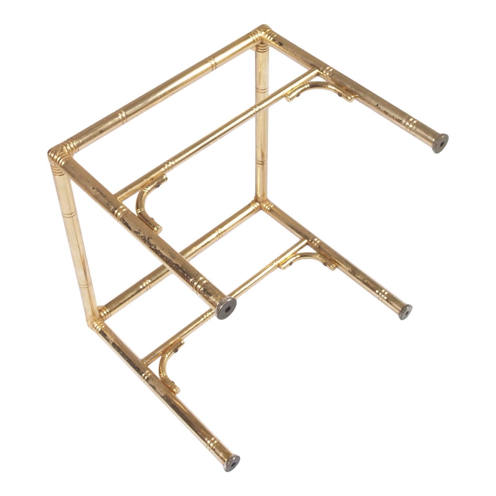 Italian Midcentury Coffee Tables, Faux Bamboo Gilt Metal, Smoked Glass by Maison Bagues For Sale