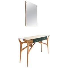 Italian Midcentury Console with Mirror, 1950s