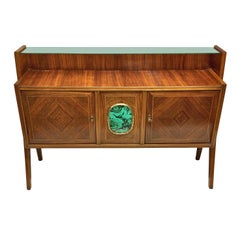 Italian Midcentury Credenza With Malachite Panel