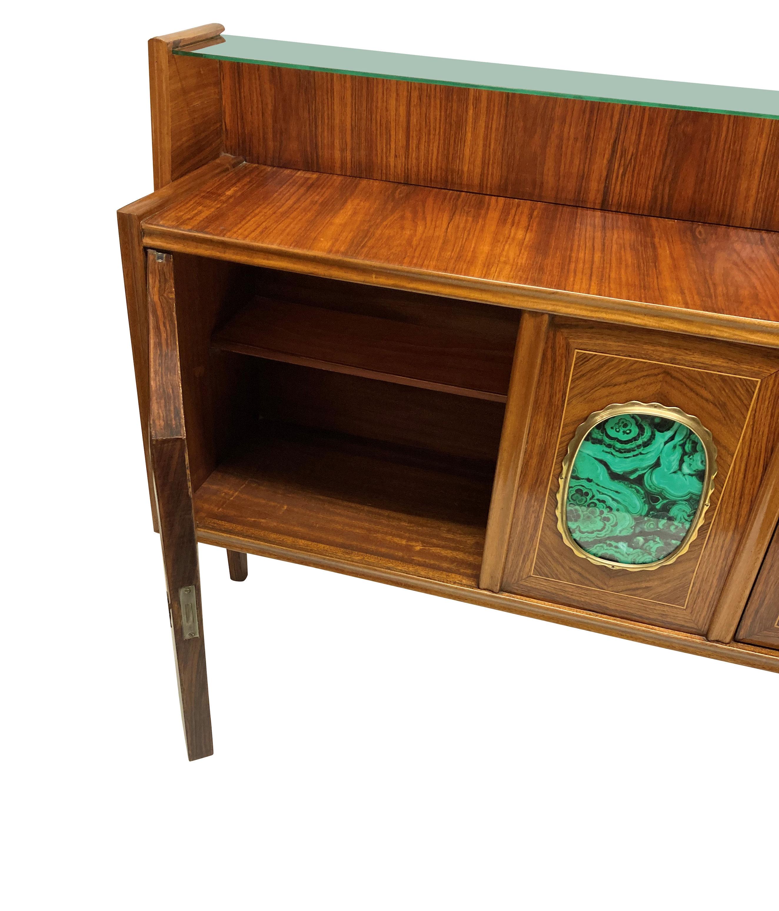 Mid-Century Modern Italian Midcentury Credenza With Malachite Panel For Sale