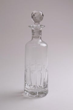 Italian Midcentury Cut Crystal Decanter and Glasses