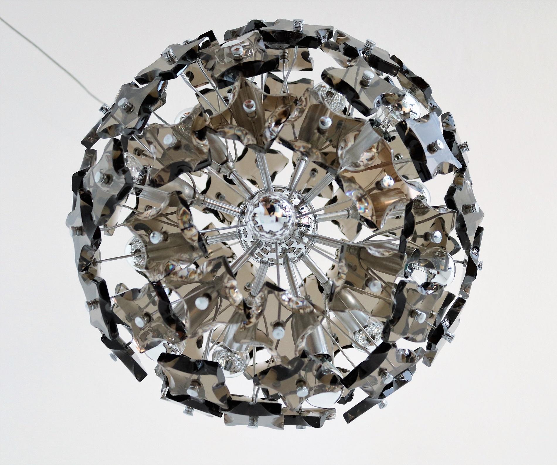 Italian Midcentury Murano Glass Sputnik Chandelier by Zero Quattro 04, 1960s 5