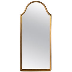 Italian Midcentury Deep Set Arched Giltwood Mirror