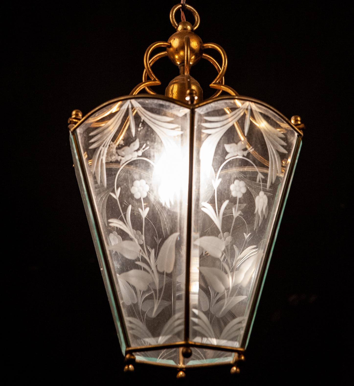 Italian Midcentury Delicious Brass Lantern in the Style of Pietro Chiesa For Sale 6