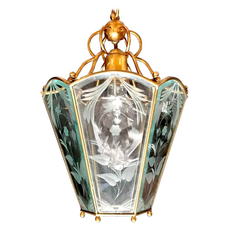 Italian Midcentury Delicious Brass Lantern in the Style of Pietro Chiesa