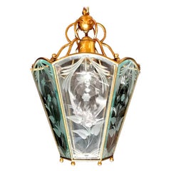 Lanterna in ottone delicata della metà del secolo scorso nello stile di Pietro Chiesa
