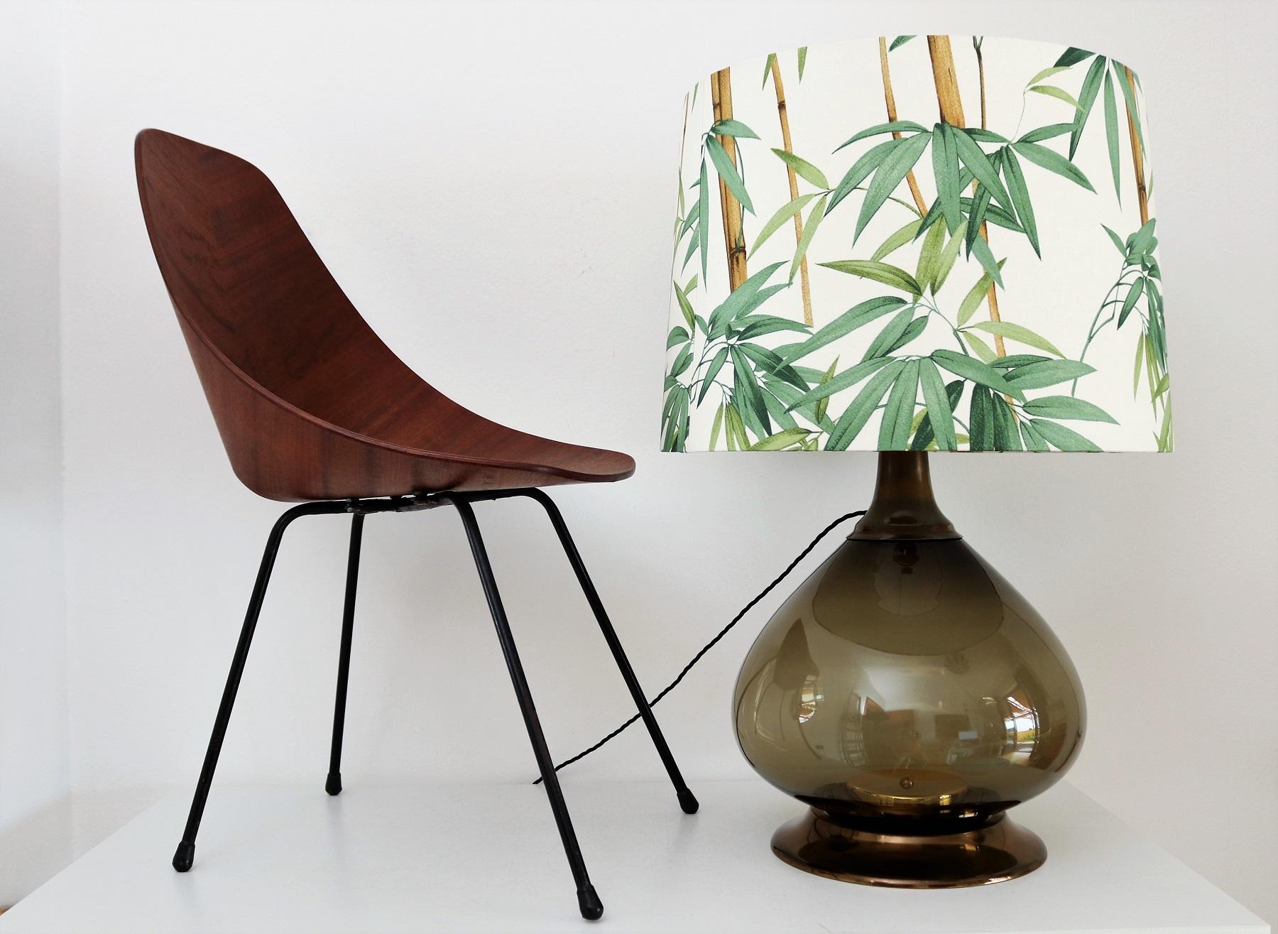 Italian Midcentury Demijohn or Dame Jeanne Table Lamp in Glass and New Lampshade For Sale 2