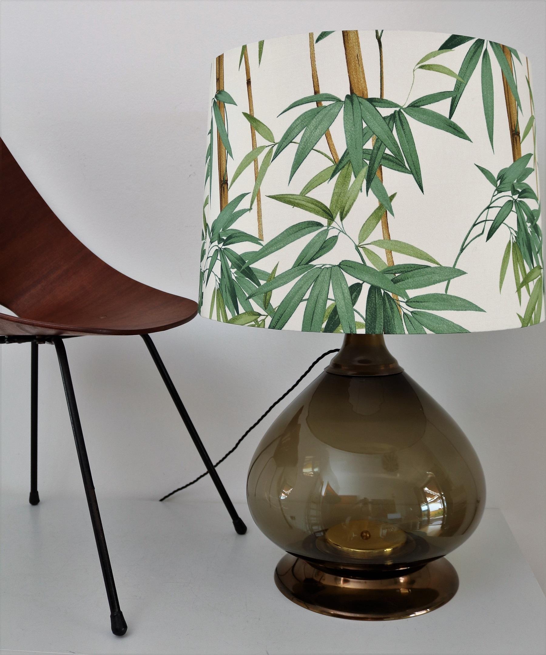 Mid-Century Modern Italian Midcentury Demijohn or Dame Jeanne Table Lamp in Glass and New Lampshade For Sale