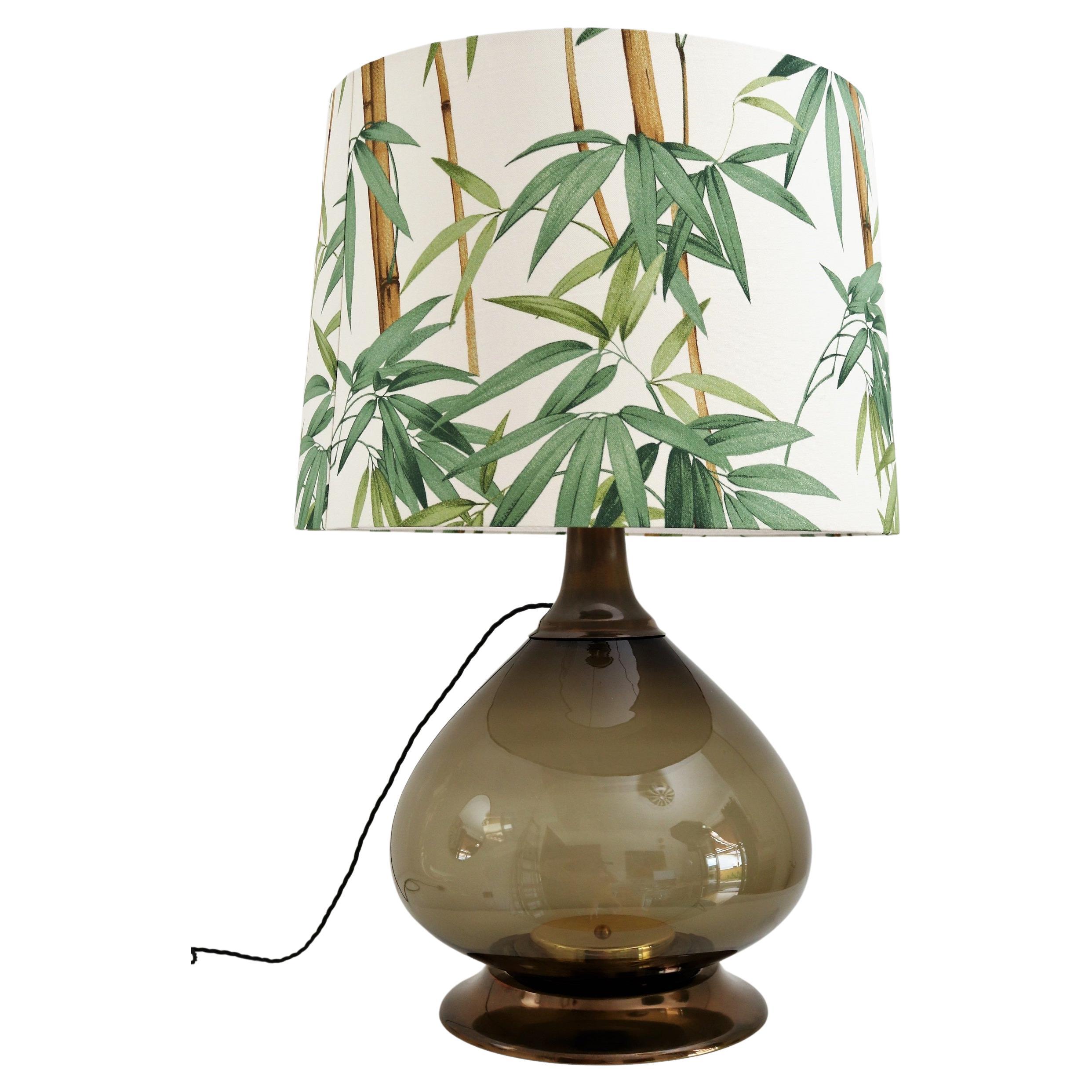 Italian Midcentury Demijohn or Dame Jeanne Table Lamp in Glass and New Lampshade For Sale