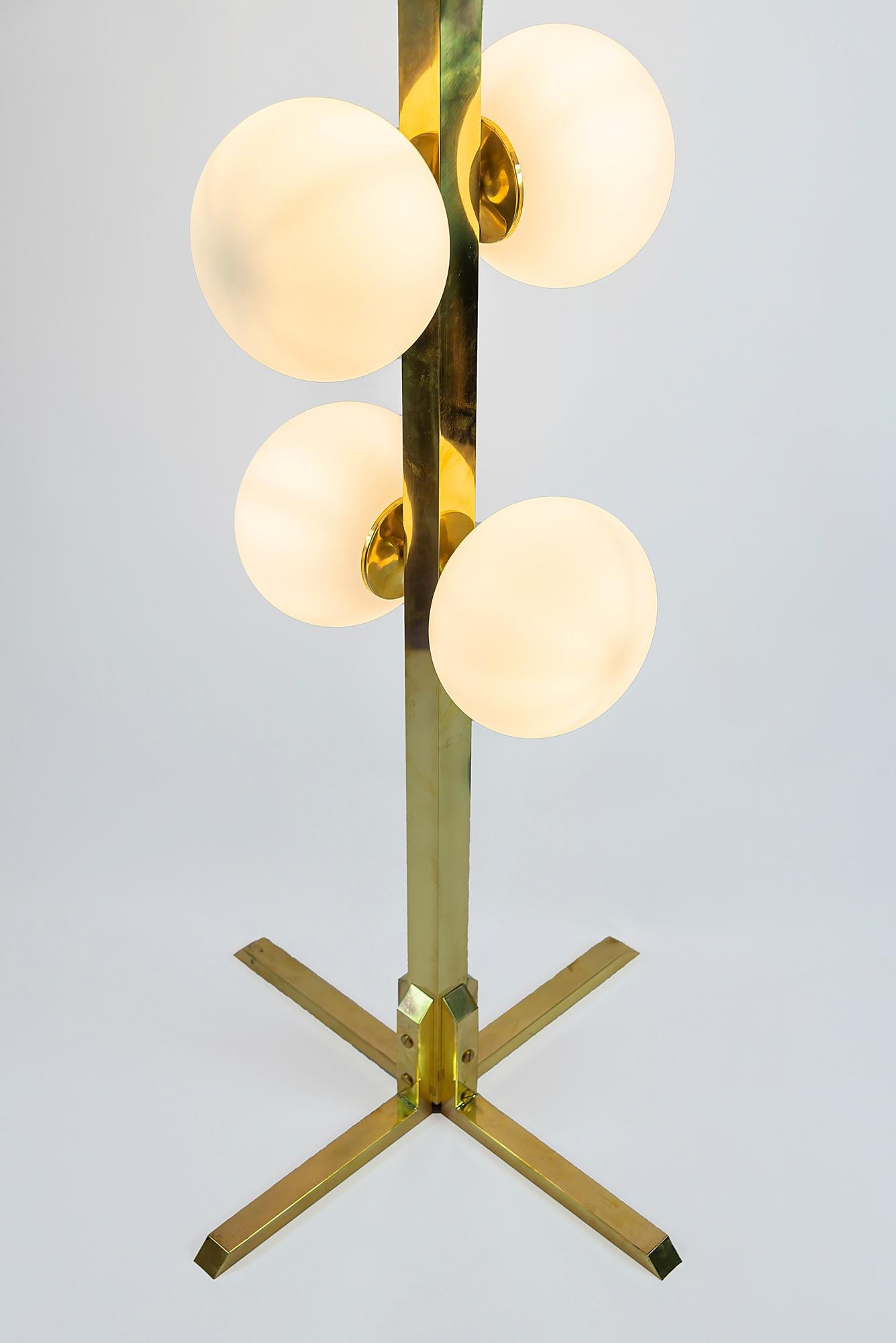 Mid-Century Modern Italian Midcentury Design Brass and Glass Floor Lamp