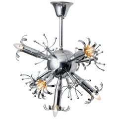 Retro Italian Midcentury Design Ceiling Lamp Light Nickel-Plated Metal