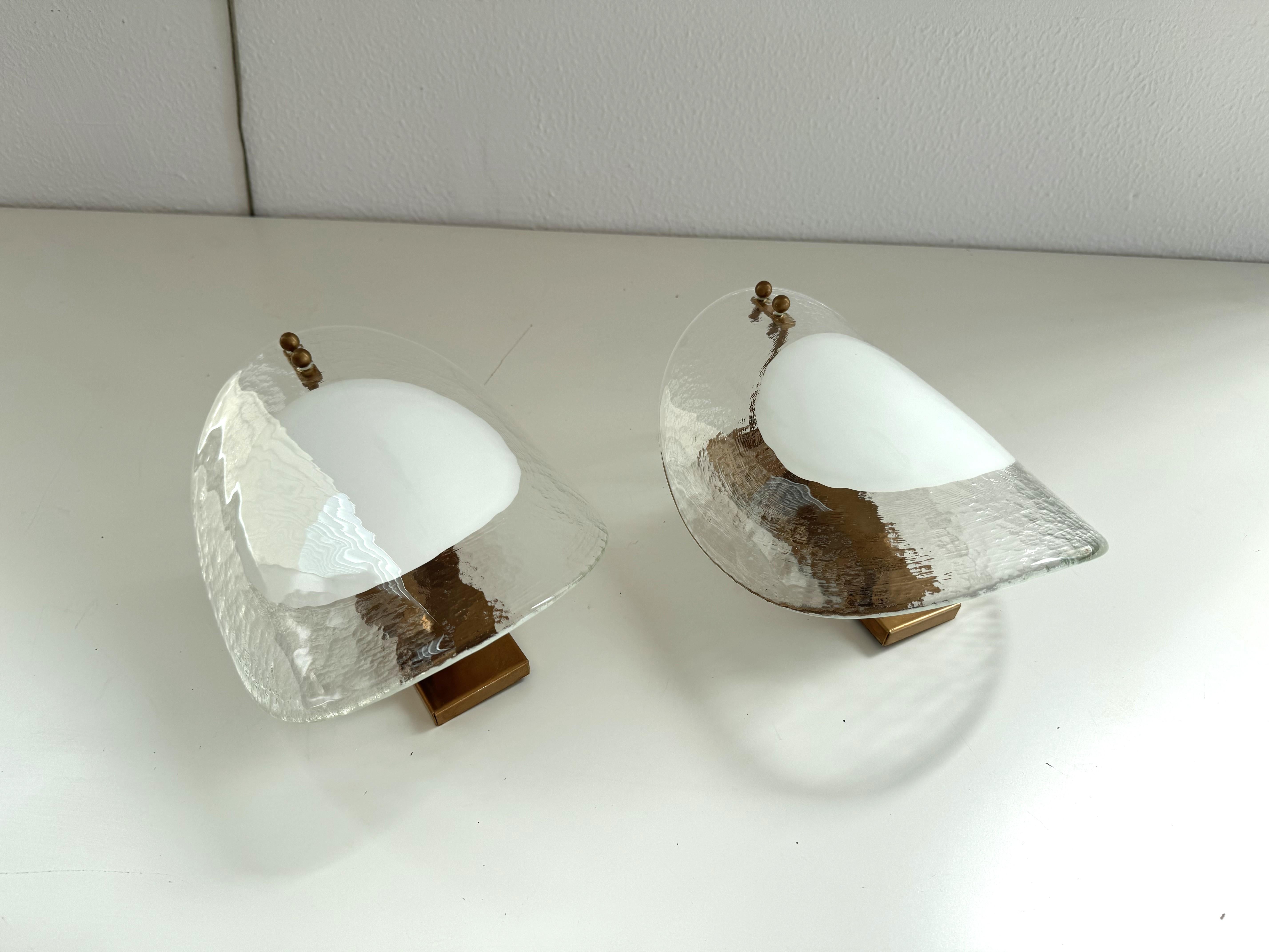 Italian Midcentury Designer Murano Glass Wall Sconces, 1970s For Sale 4