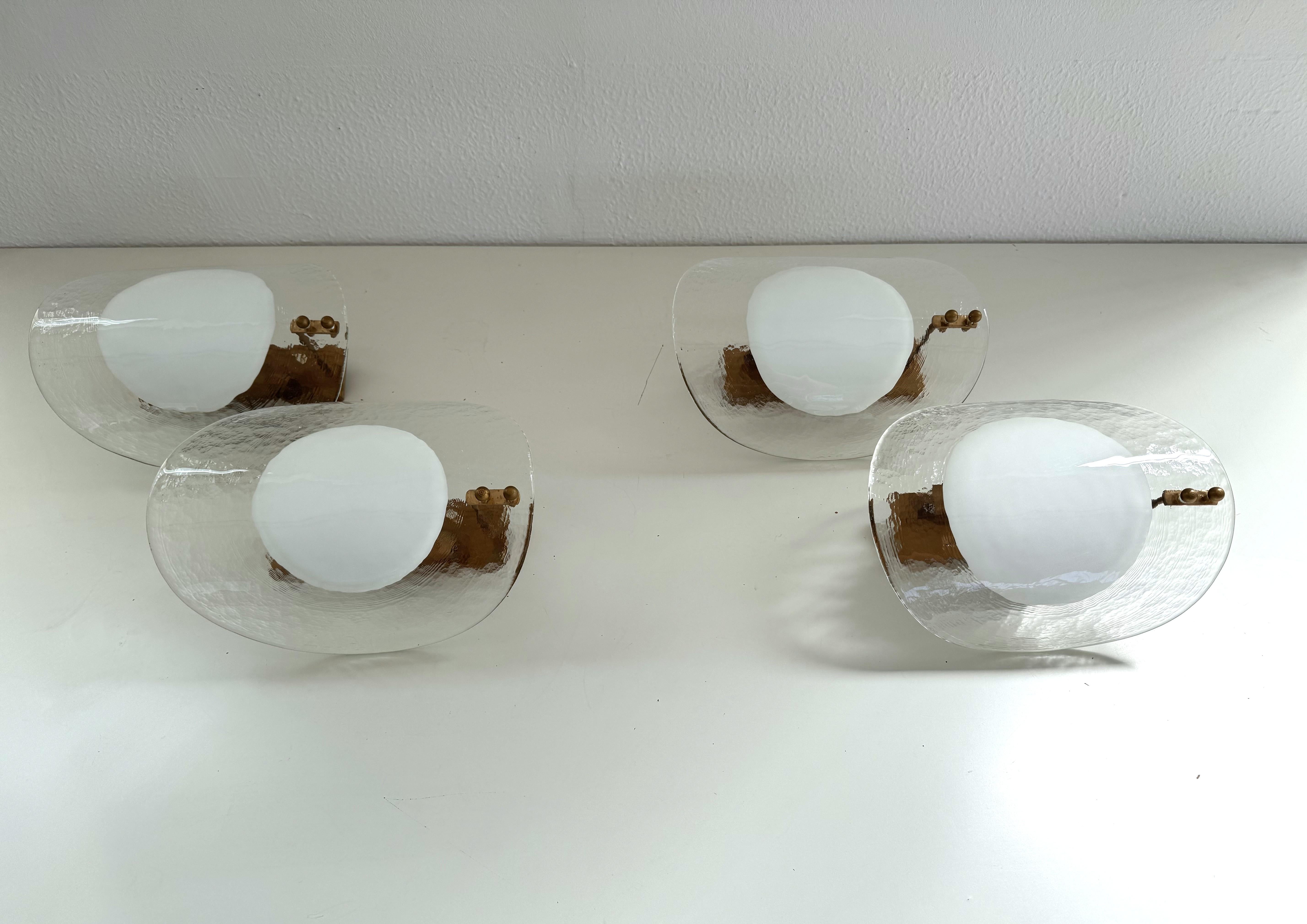 Italian Midcentury Designer Murano Glass Wall Sconces, 1970s For Sale 5
