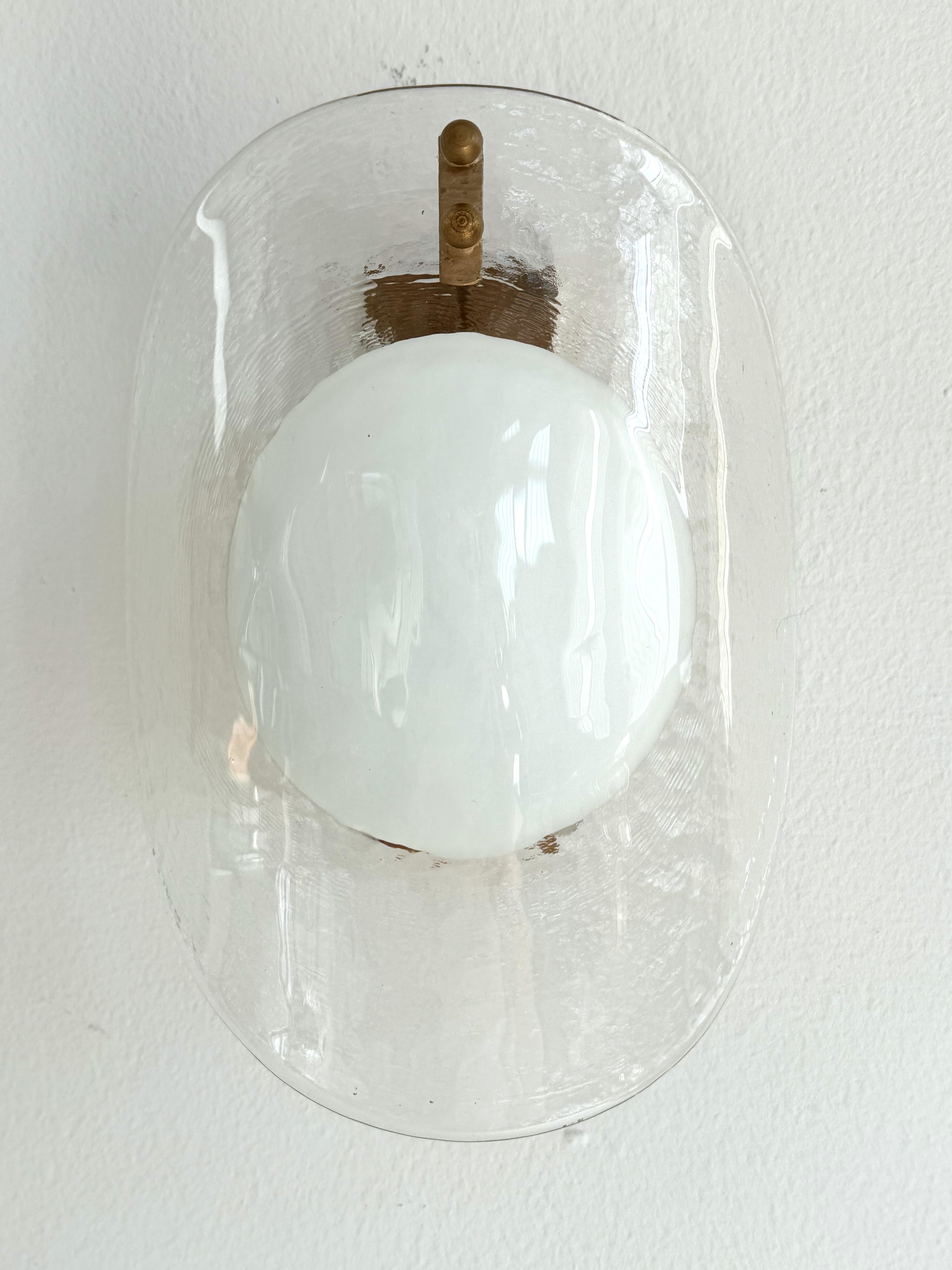 Late 20th Century Italian Midcentury Designer Murano Glass Wall Sconces, 1970s For Sale