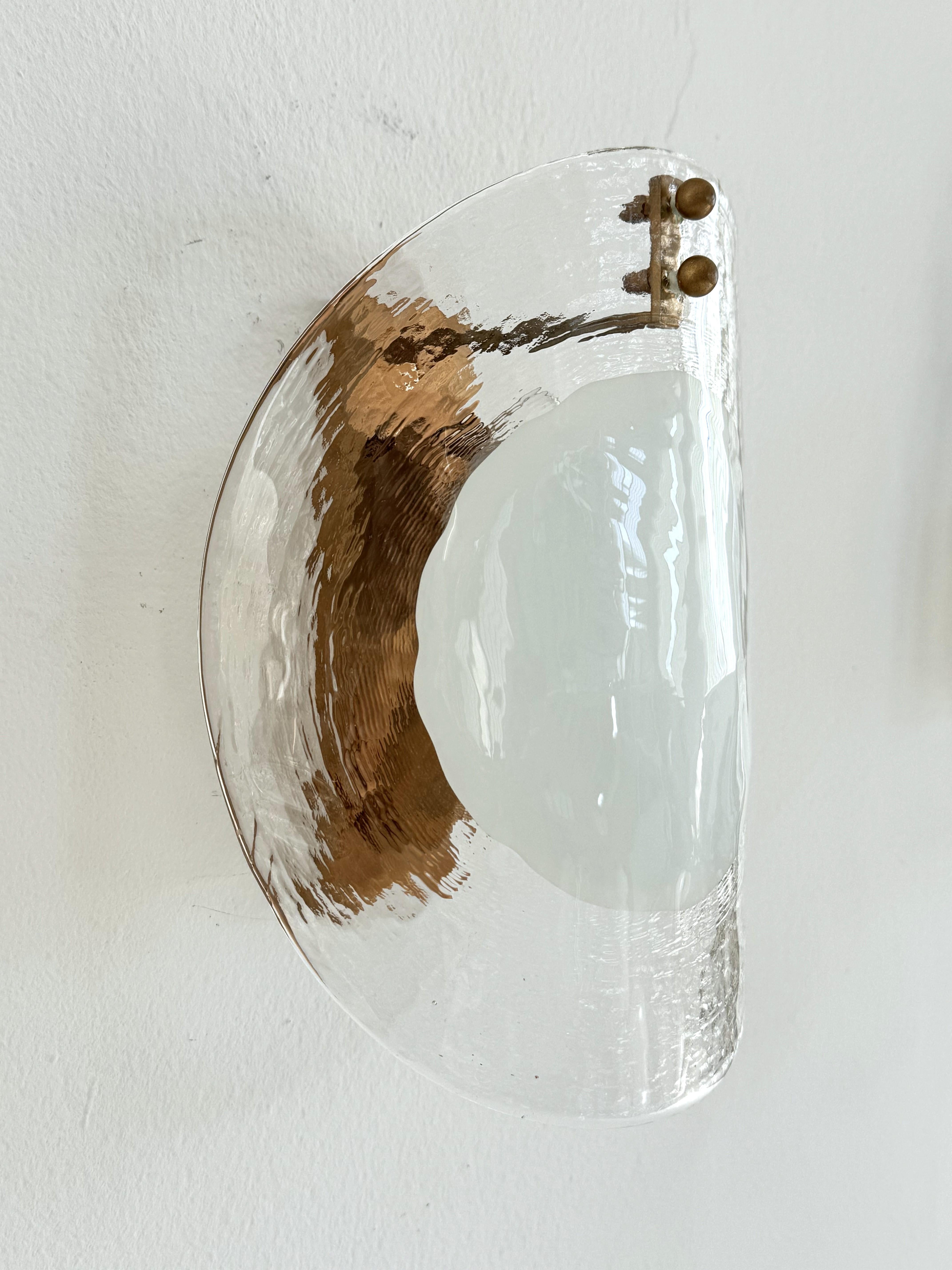 Metal Italian Midcentury Designer Murano Glass Wall Sconces, 1970s For Sale