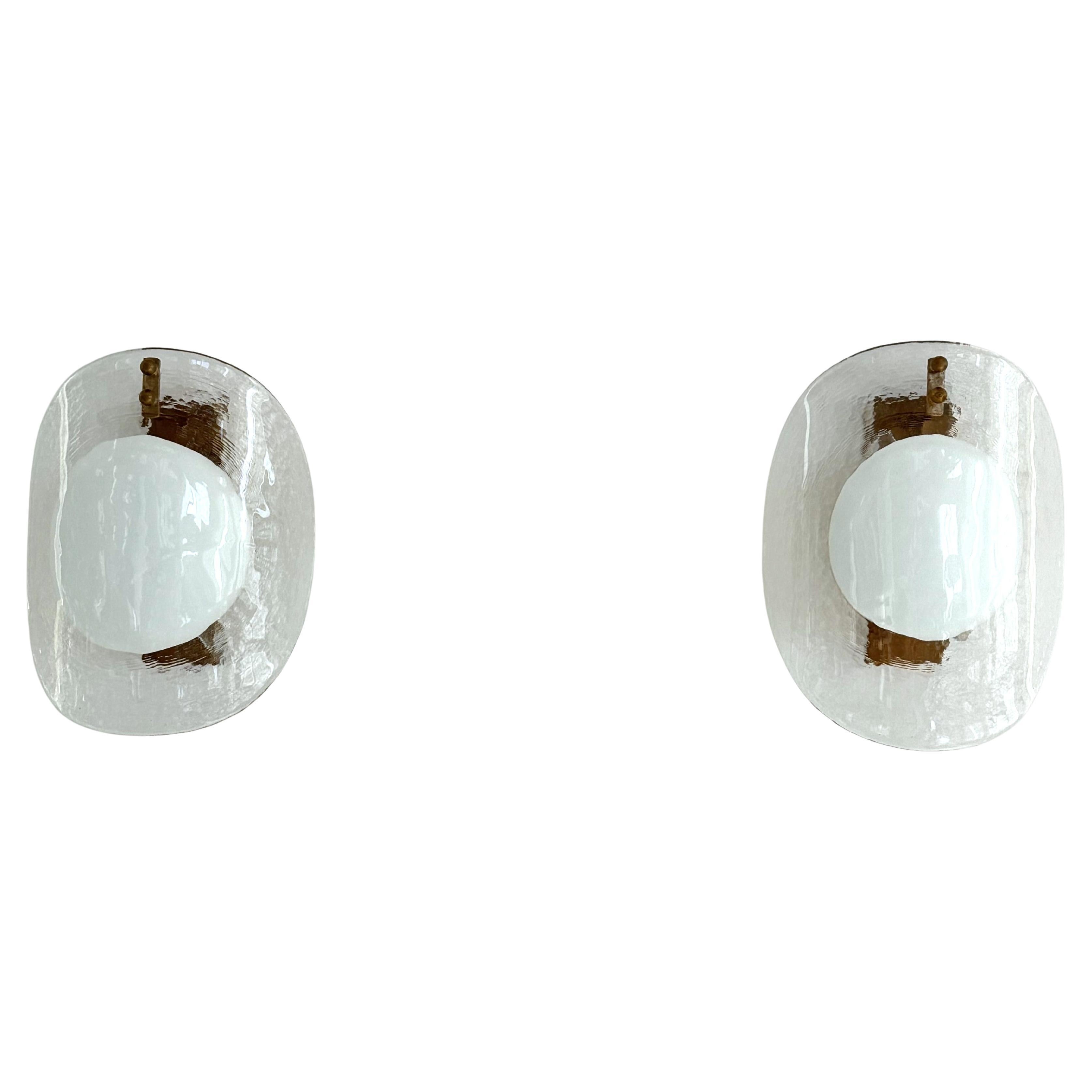 Italian Midcentury Designer Murano Glass Wall Sconces, 1970s For Sale
