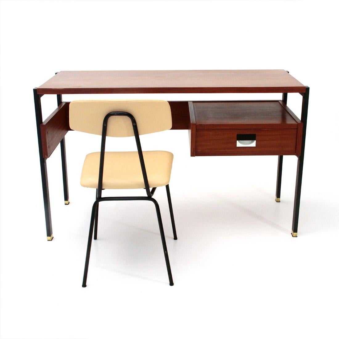 Italian Midcentury Desk and Chair by Giuseppe Brusadelli, 1950s In Good Condition In Savona, IT