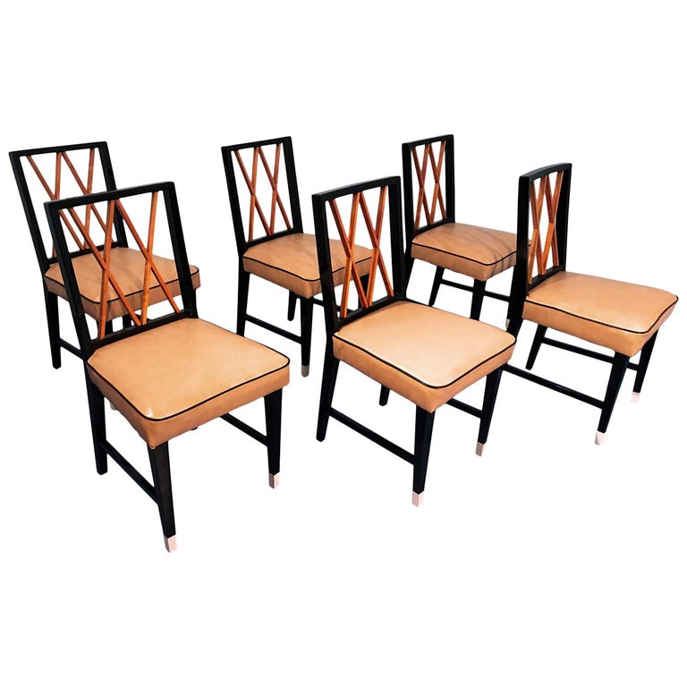 Italian Midcentury Dining Chairs Attributed to Paolo Buffa, 1950s, Set of 6 1