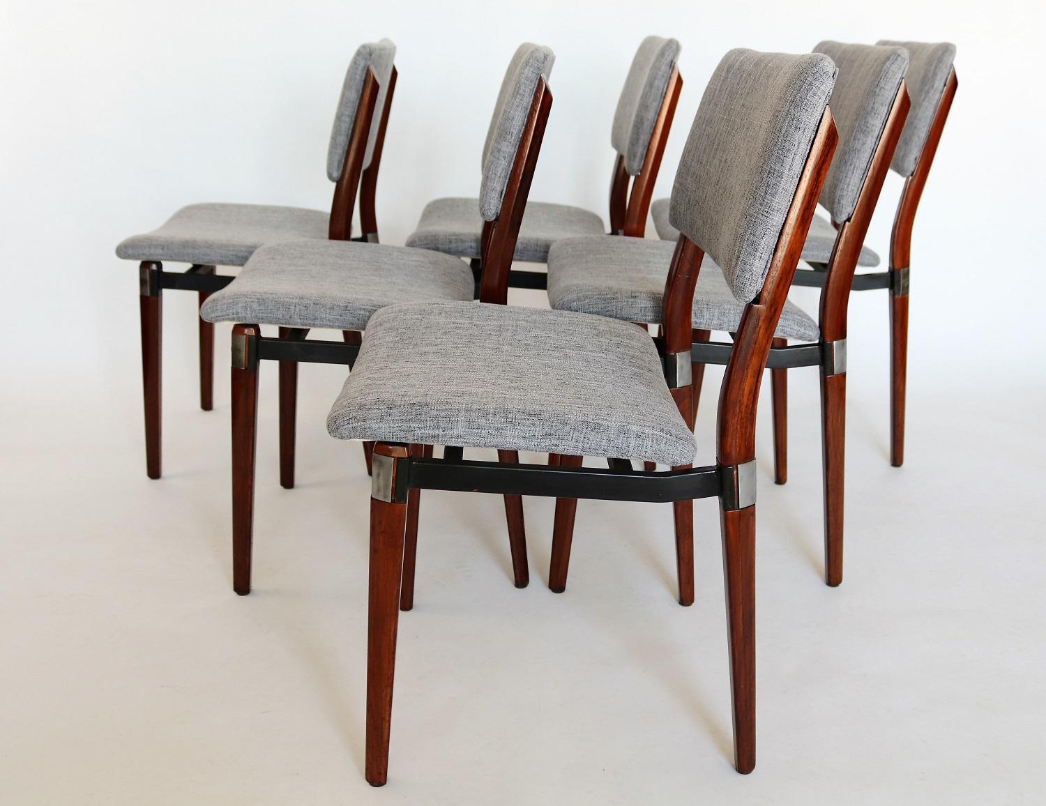 Mid-20th Century Italian Midcentury Dining Chairs by Eugenio Gerli for Tecno Milano, Set of Six