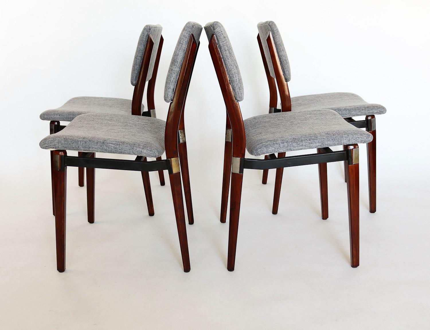Aluminum Italian Midcentury Dining Chairs by Eugenio Gerli for Tecno Milano, Set of Six