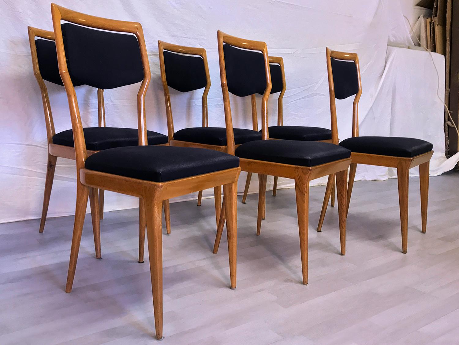 Italian Mid-Century Dining Chairs by Vittorio Dassi, Set of Six, 1950s 3