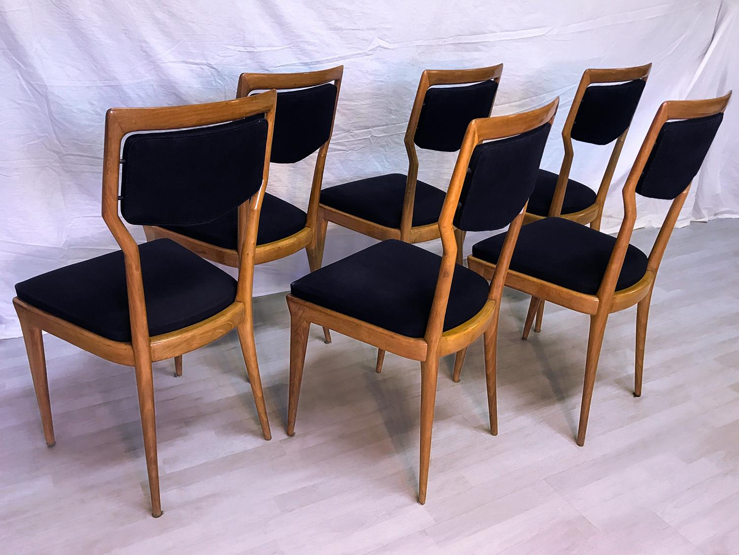 Italian Mid-Century Dining Chairs by Vittorio Dassi, Set of Six, 1950s 5
