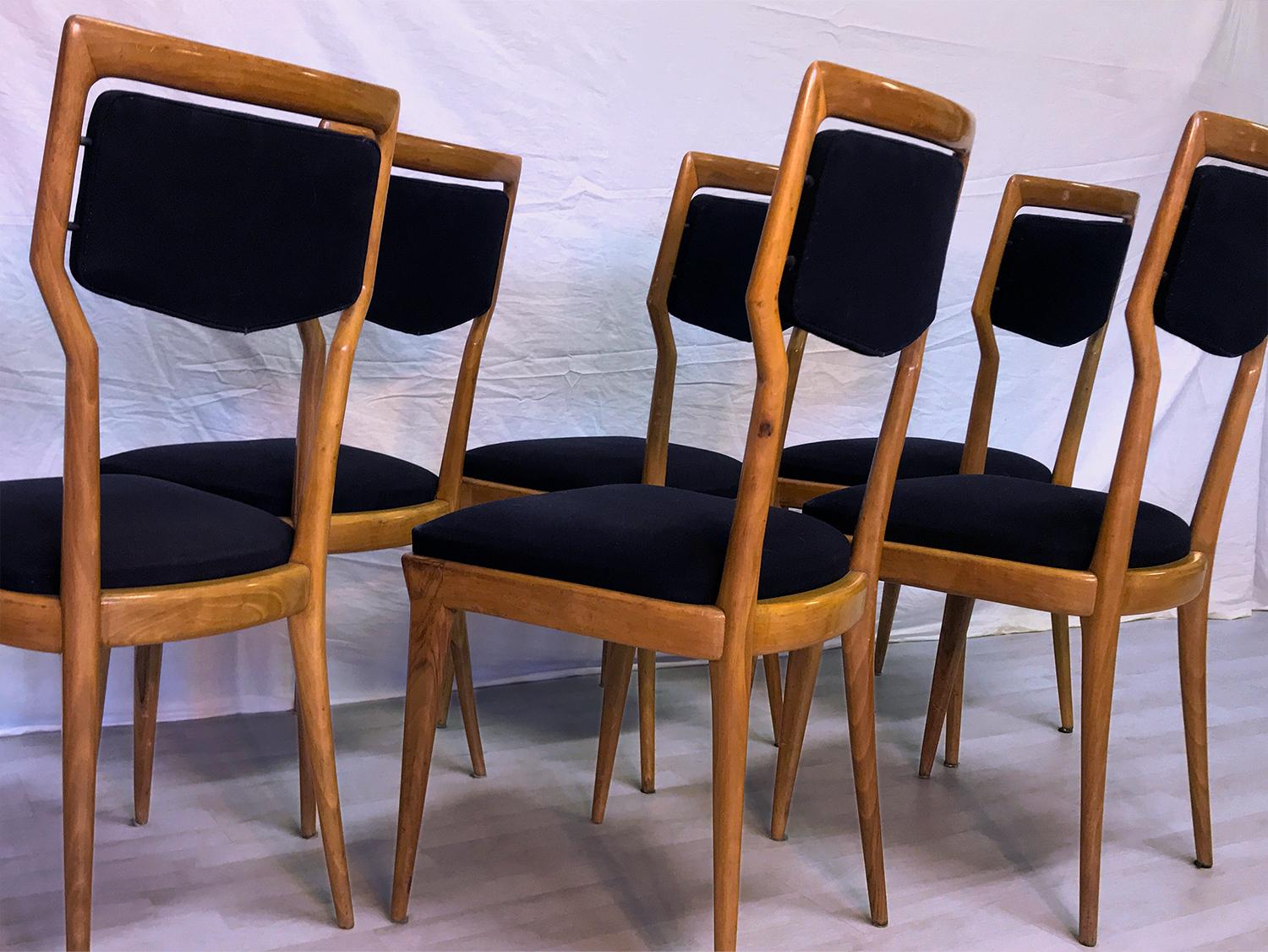 Italian Mid-Century Dining Chairs by Vittorio Dassi, Set of Six, 1950s 6