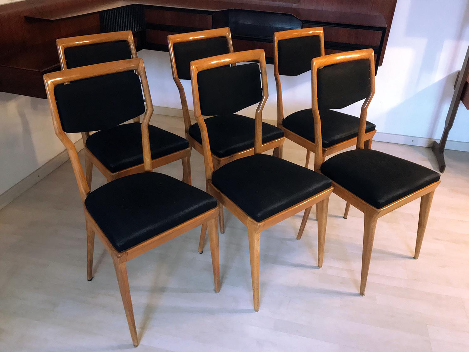 Italian Mid-Century Dining Chairs by Vittorio Dassi, Set of Six, 1950s 8