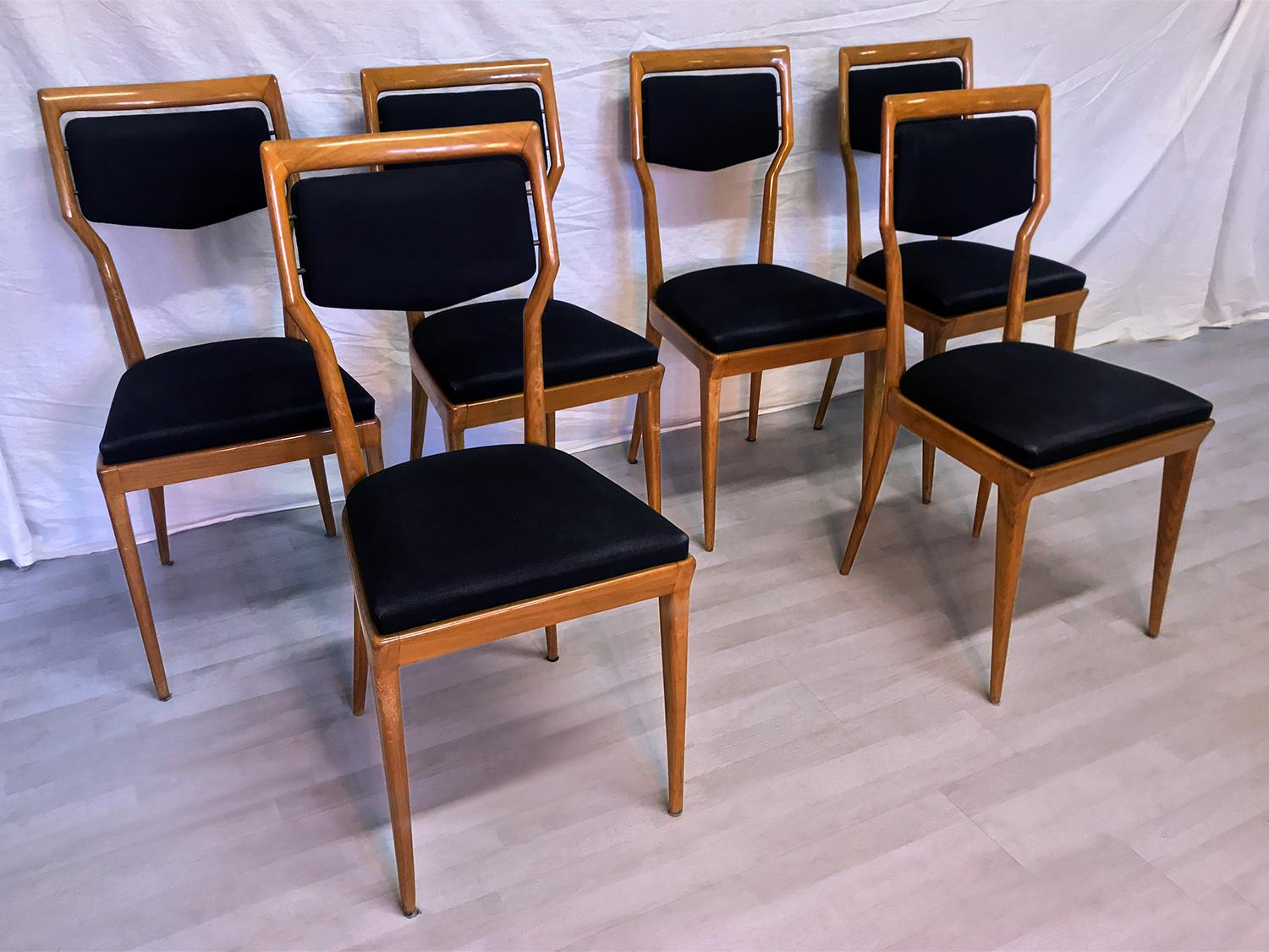 Mid-20th Century Italian Mid-Century Dining Chairs by Vittorio Dassi, Set of Six, 1950s