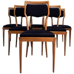 Chaises à manger italiennes du milieu du siècle par Vittorio Dassi:: ensemble de six:: 1950s