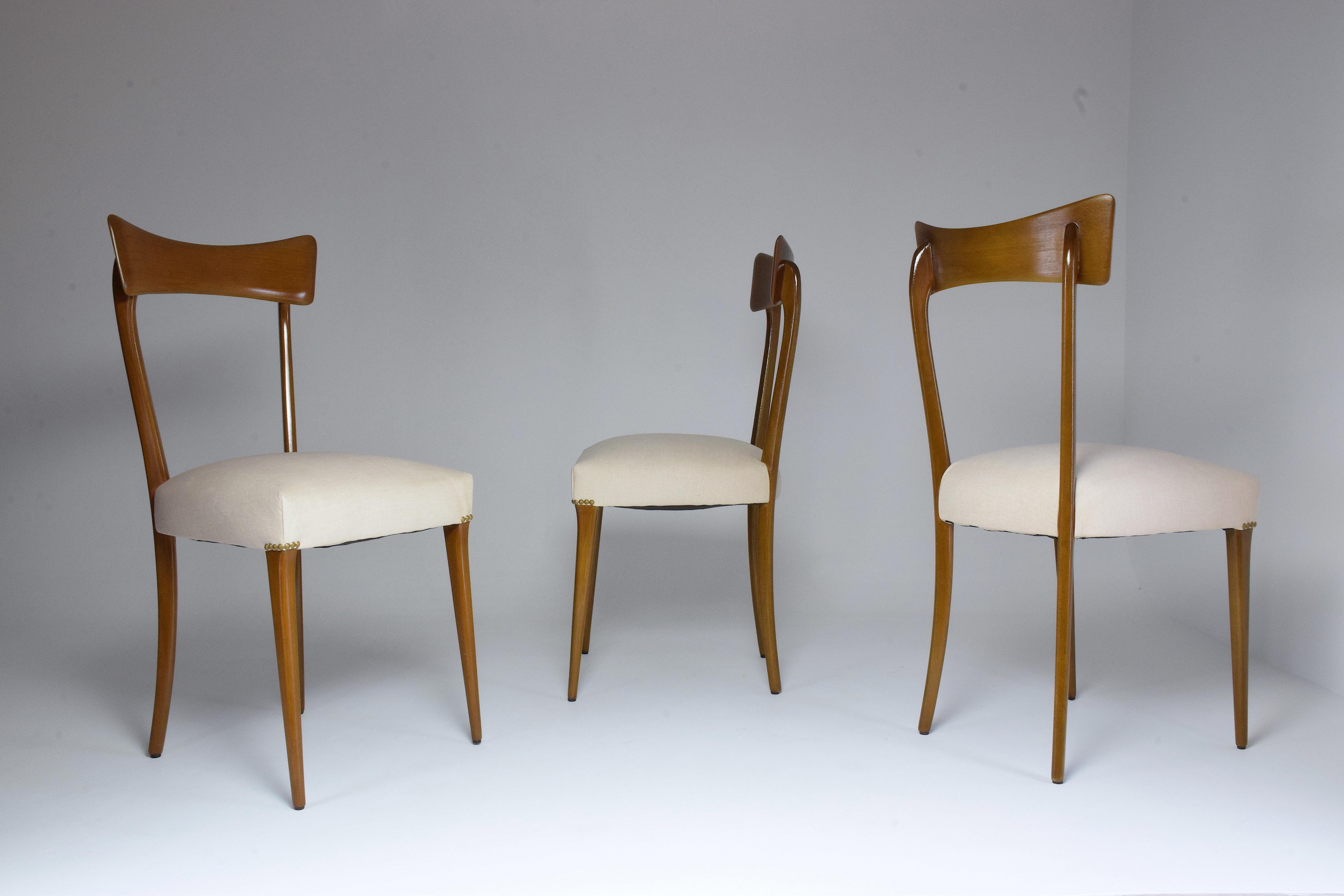 Italian Midcentury Dining Chairs, Set of 6, 1950s In Good Condition In Paris, FR