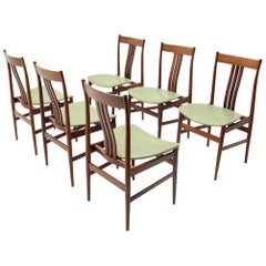 Italian Midcentury Dining Chairs with Green Seat, 1960s, Set of 6