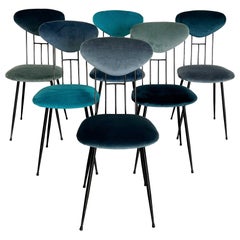 Italian Midcentury Dining Room Chairs Re-Upholstered in Velvet, 1960s