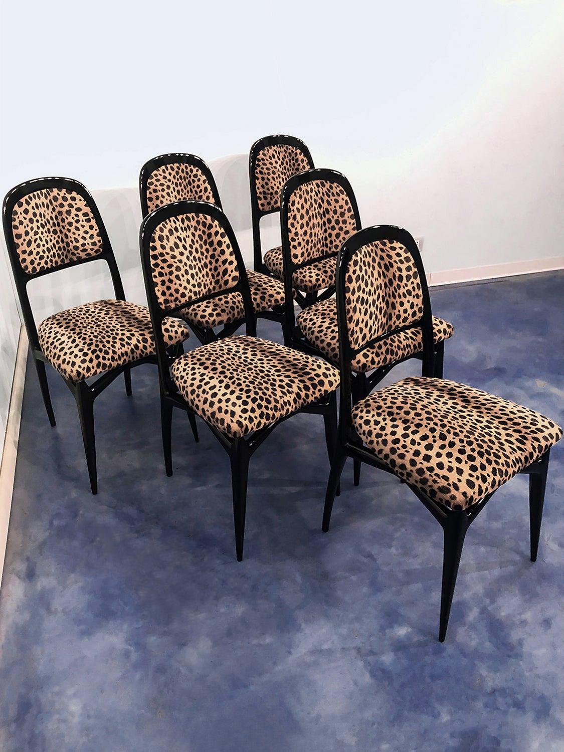 Italian Midcentury Dining Room Composed by Table with Chairs, Set of Six, 1950s 12