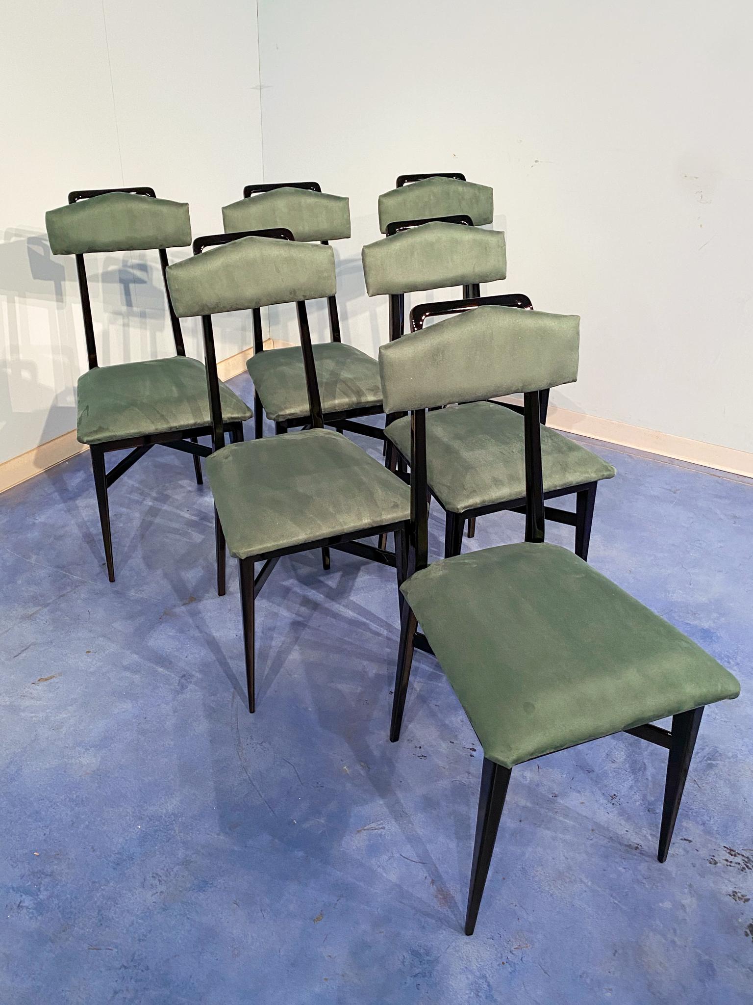Italian Midcentury Dining Room Set Green Marble Table and Chairs, by Dassi  1950s 3