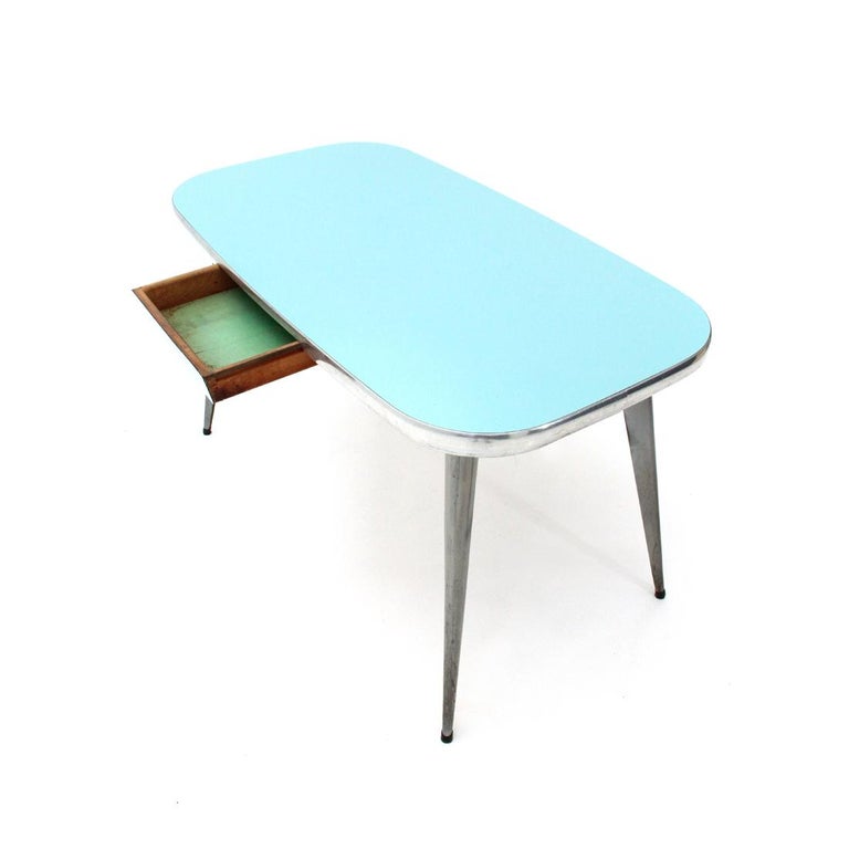 Italian Midcentury Dining Table with Azure Formica Top ...