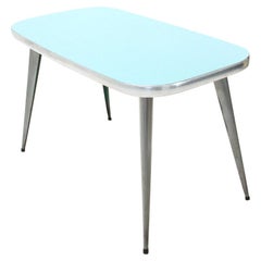 Italian Midcentury Dining Table with Azure Formica Top, 1950s