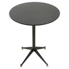 Italian Midcentury Dining Table with Black Glass Top, 1960s