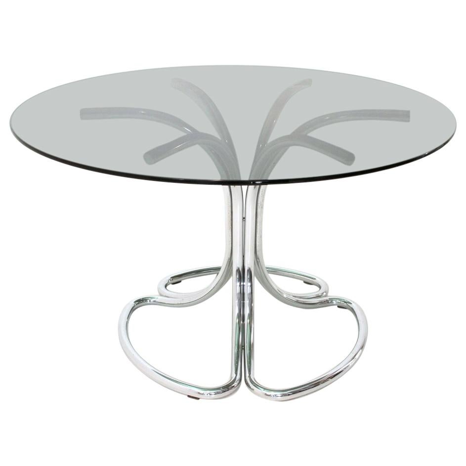 Italian Midcentury Dining Table with Chromed Legs, 1970s