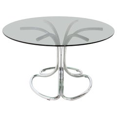 Italian Midcentury Dining Table with Chromed Legs, 1970s