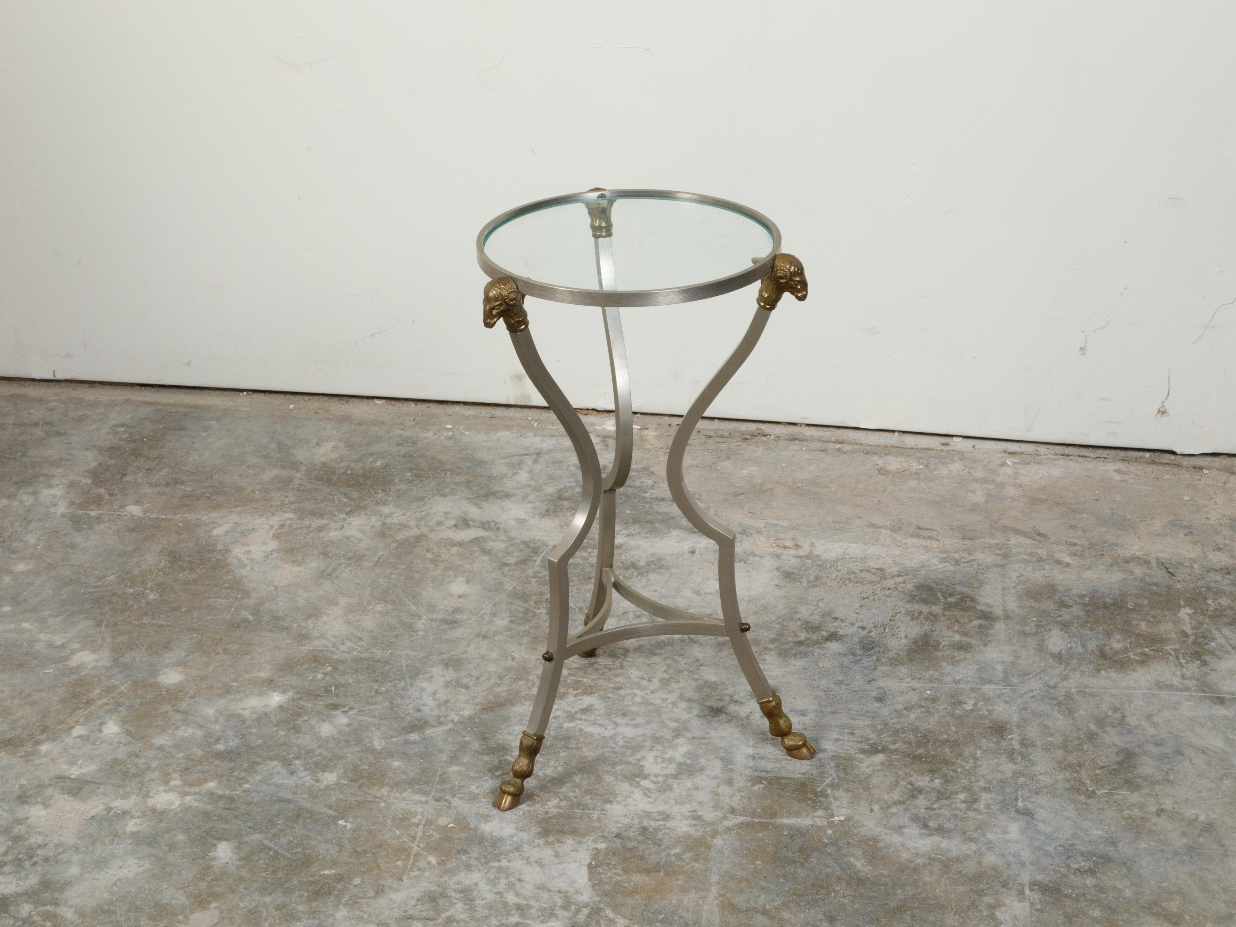 Mid-Century Modern Italian Midcentury Directoire Style Side Table with Rams' Heads and Hoof Feet