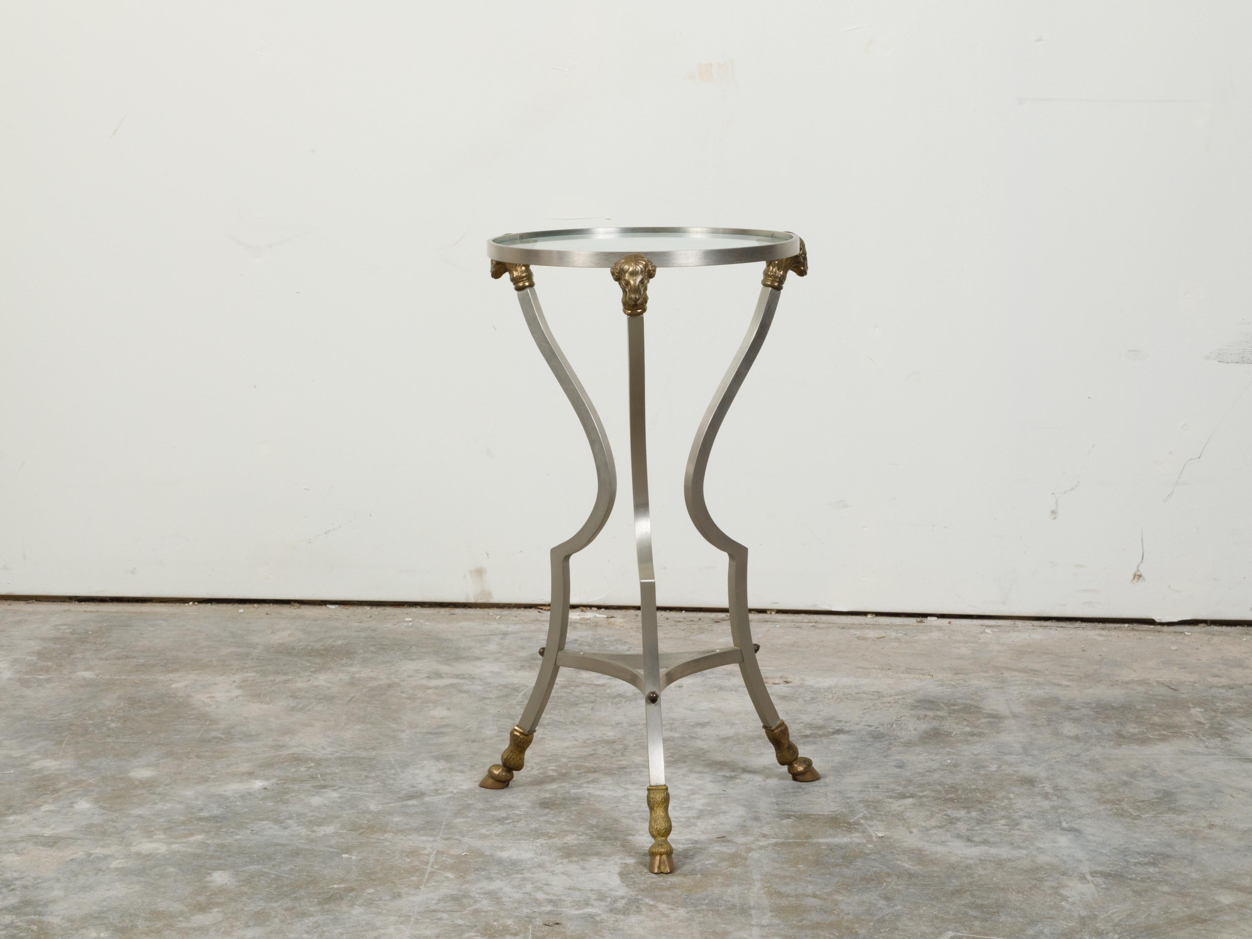 20th Century Italian Midcentury Directoire Style Side Table with Rams' Heads and Hoof Feet