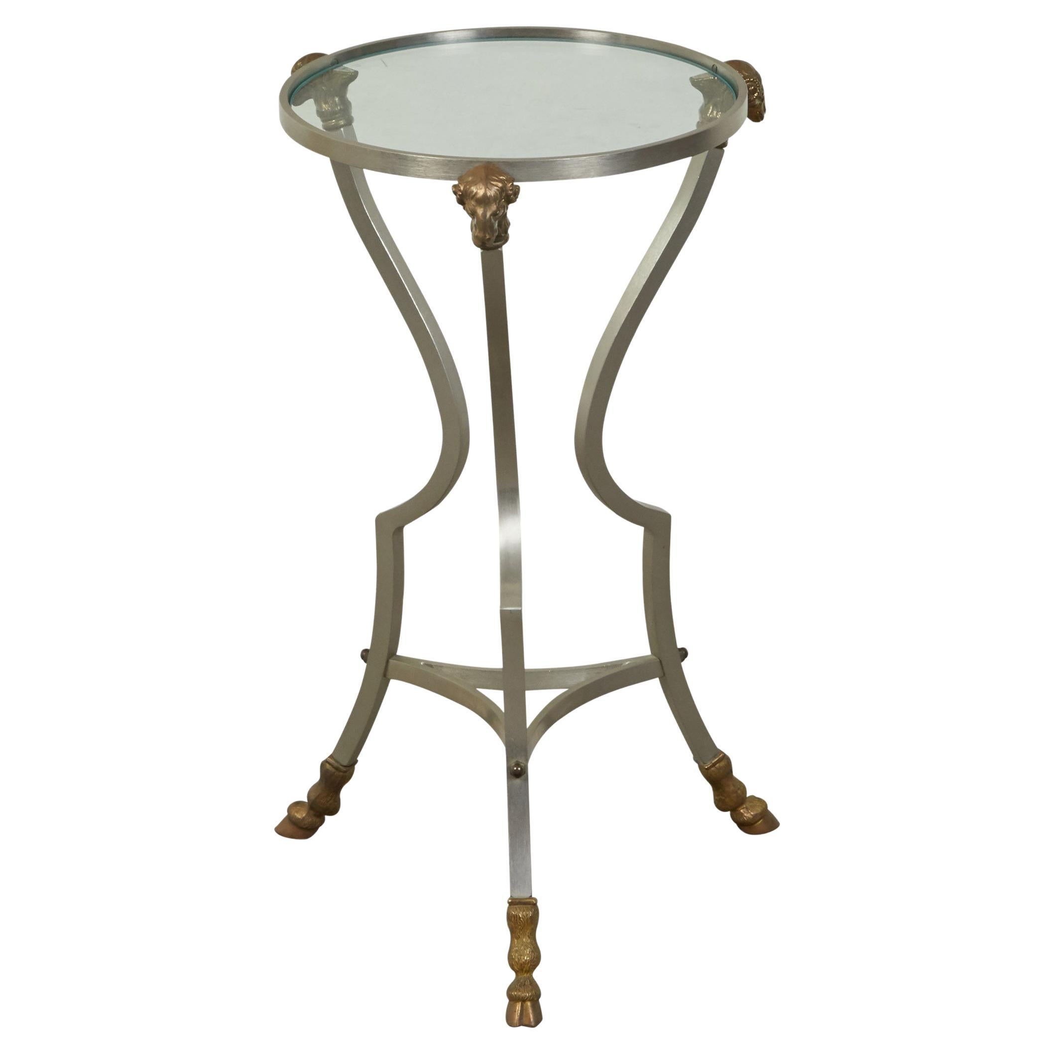 Italian Midcentury Directoire Style Side Table with Rams' Heads and Hoof Feet