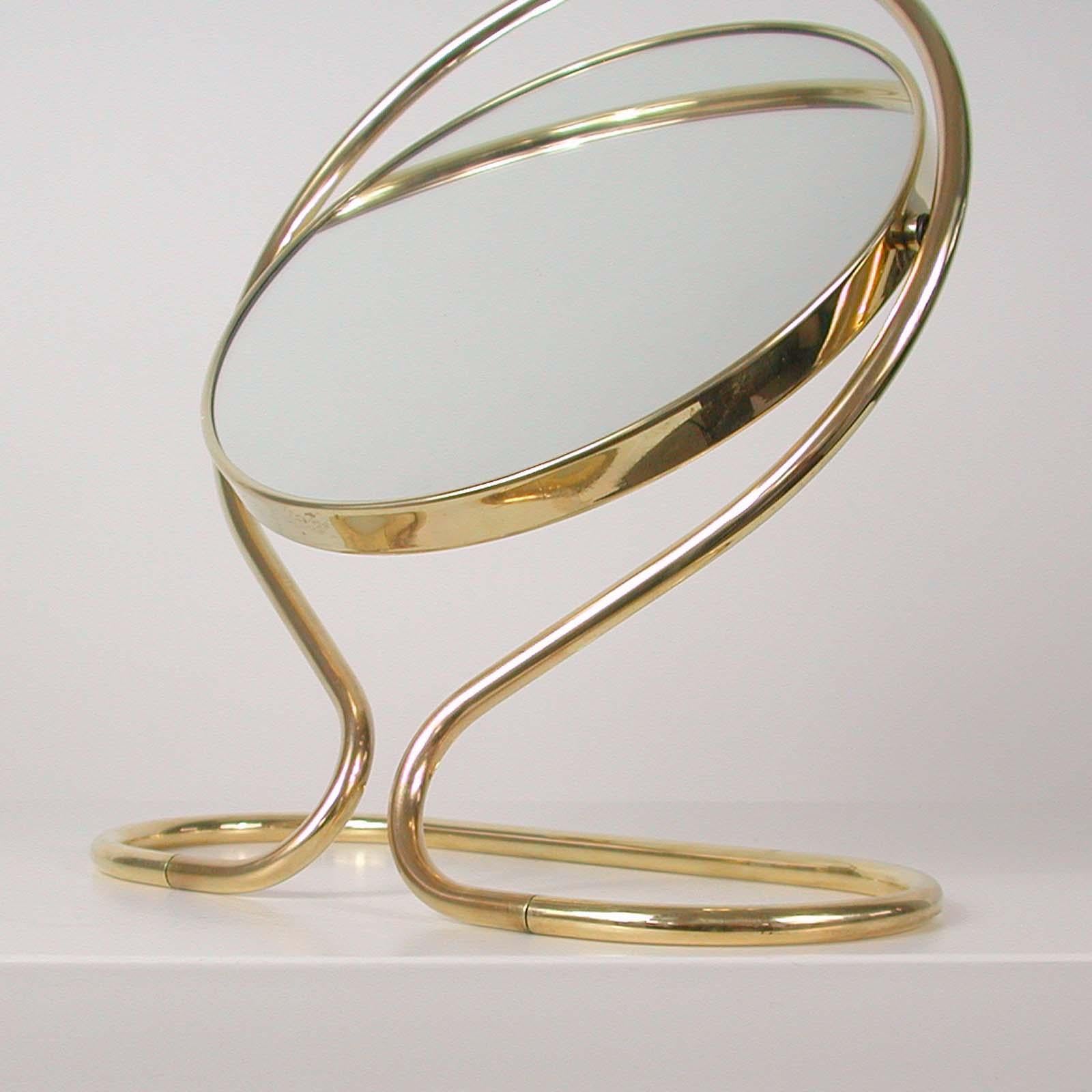 Italian Midcentury Double Sided Brass Vanity Table Mirror, 1950s 8