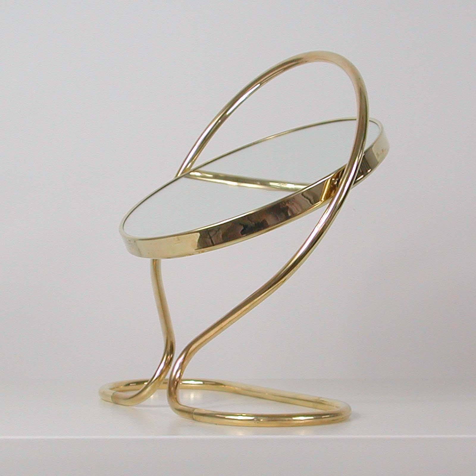 Mid-Century Modern Italian Midcentury Double Sided Brass Vanity Table Mirror, 1950s