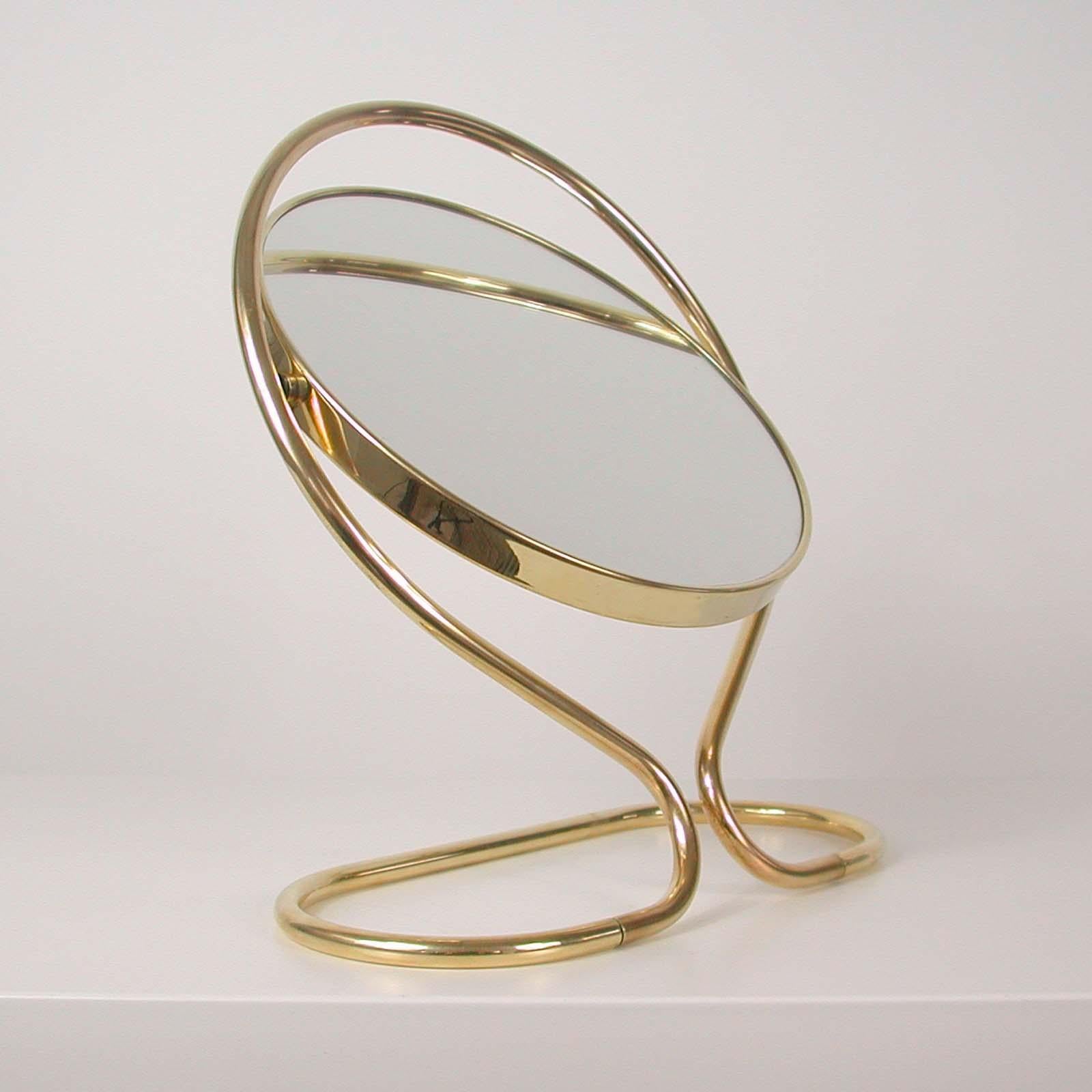Italian Midcentury Double Sided Brass Vanity Table Mirror, 1950s In Good Condition In NUEMBRECHT, NRW