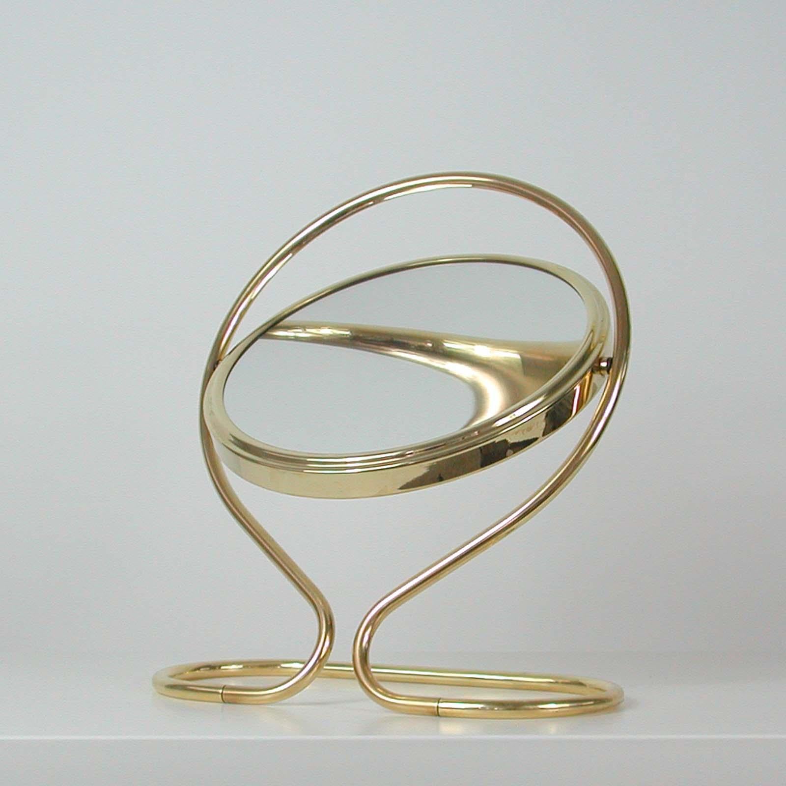 Italian Midcentury Double Sided Brass Vanity Table Mirror, 1950s 3