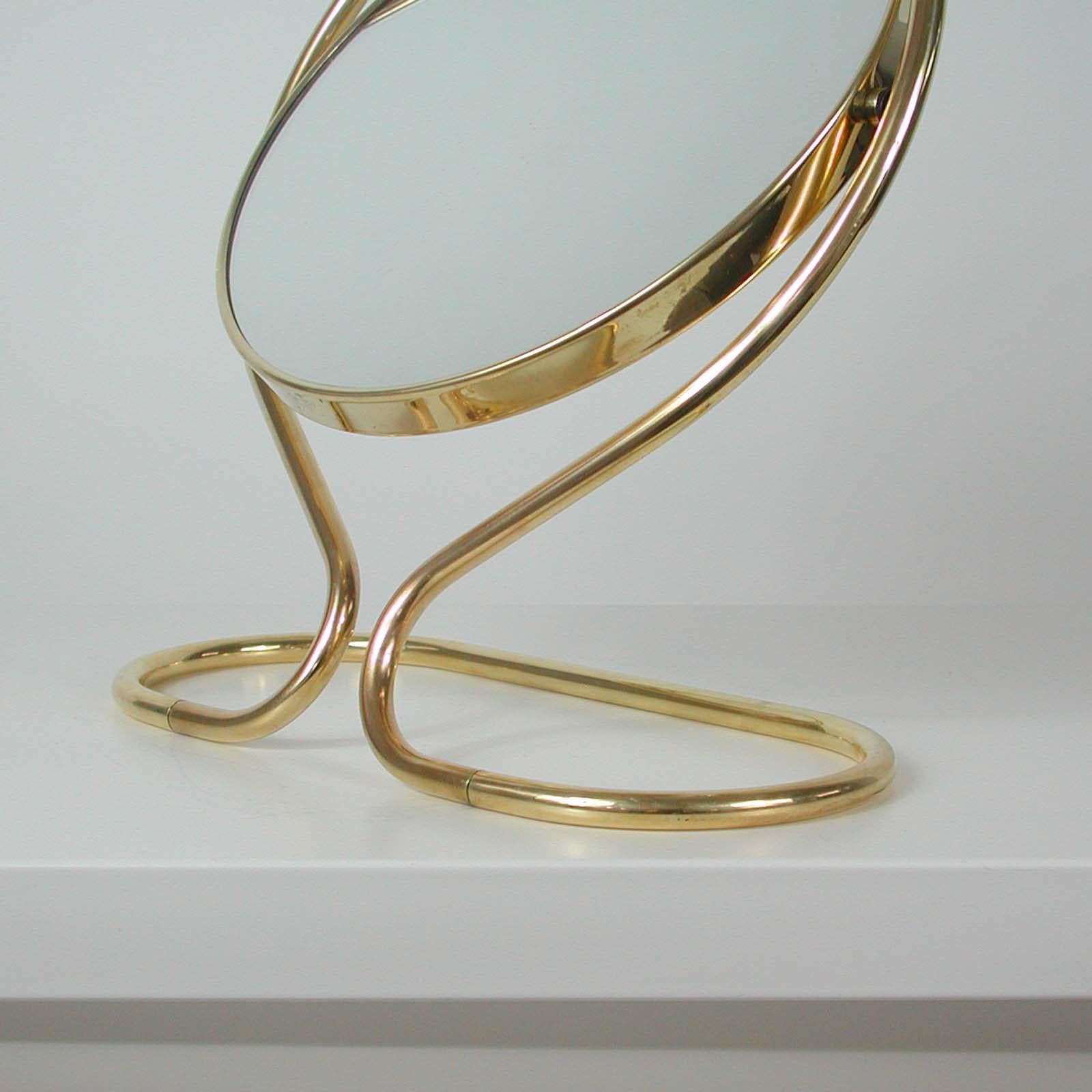 Italian Midcentury Double Sided Brass Vanity Table Mirror, 1950s 4