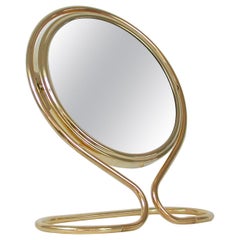 Italian Midcentury Double Sided Brass Vanity Table Mirror, 1950s