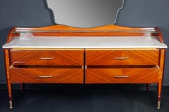 Italian Midcentury Dresser or Chest of Drawer with Carrara Marble Top, 1970